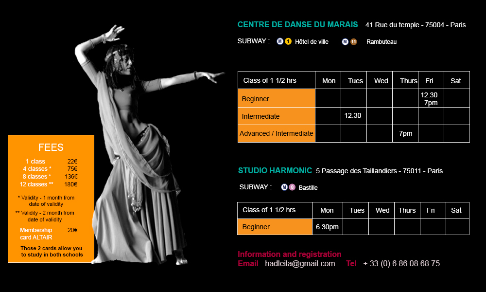 Classes Leila Haddad Oriental dance in Paris
