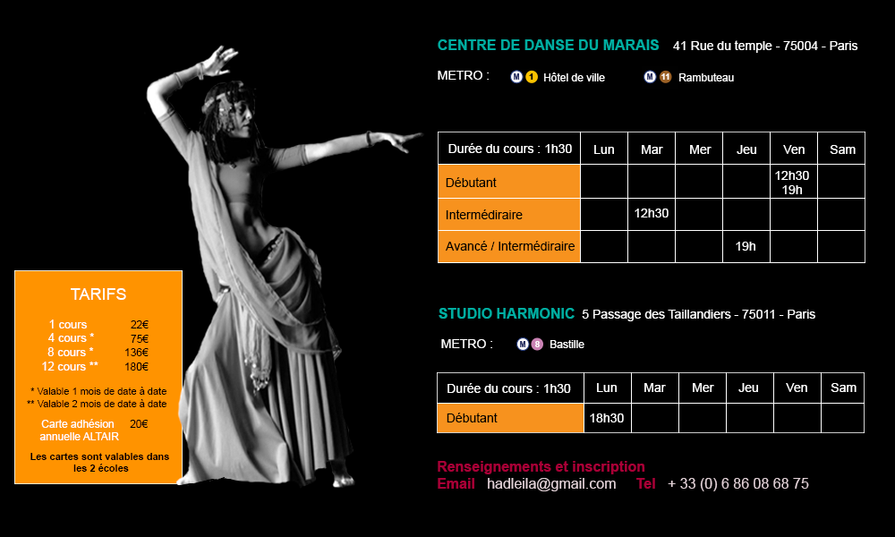 Leila Haddad Cours de danse orientale