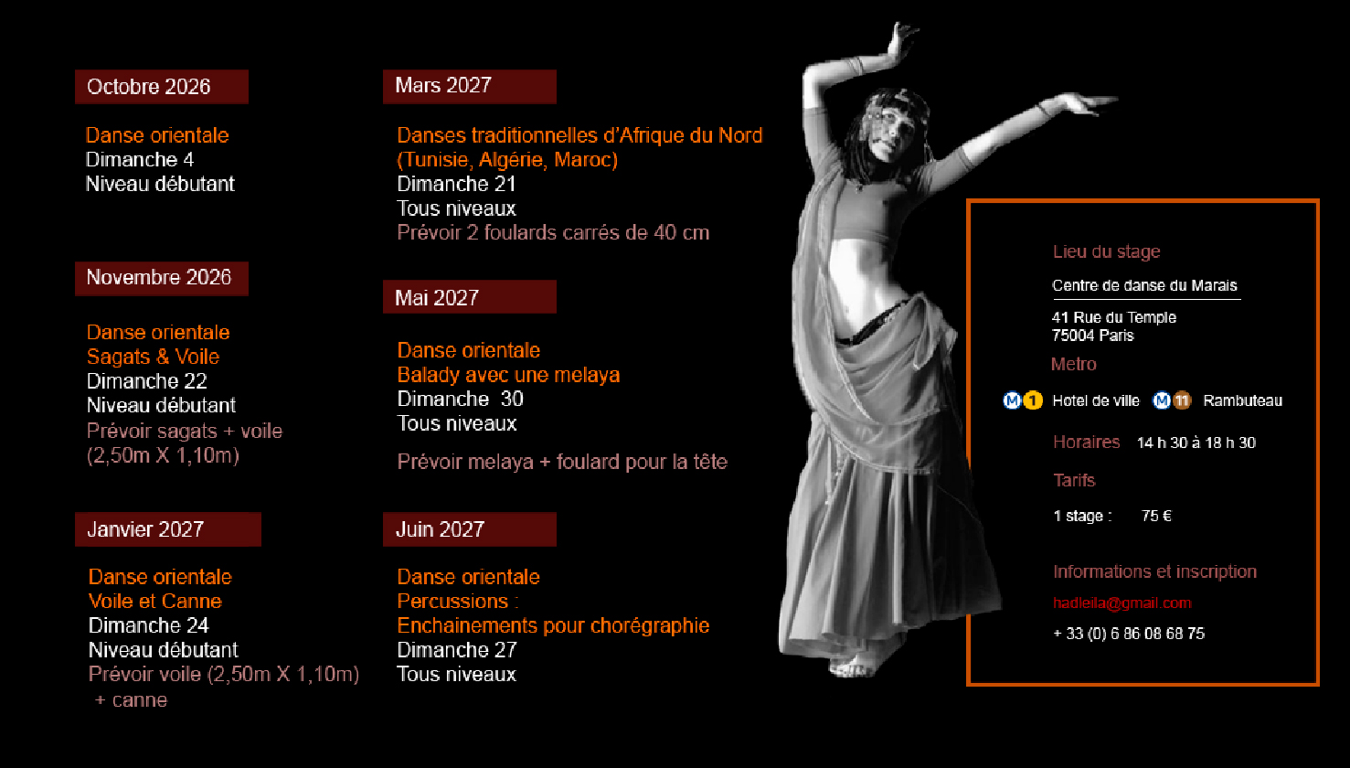 Leila Haddad, l'art de la danse orientale, danseuse chorégraphe, cours, stages, spectacles